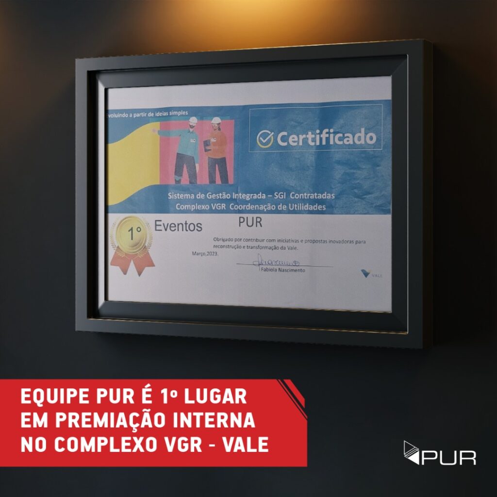 Certificado Vale  para premiação de segurança do trabalho